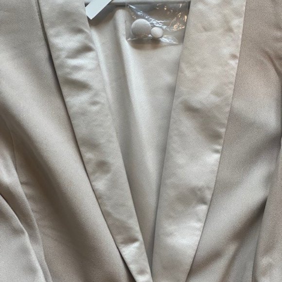 ASOS DESIGN mini drape front tux dress- Taupe - Picture 6 of 6